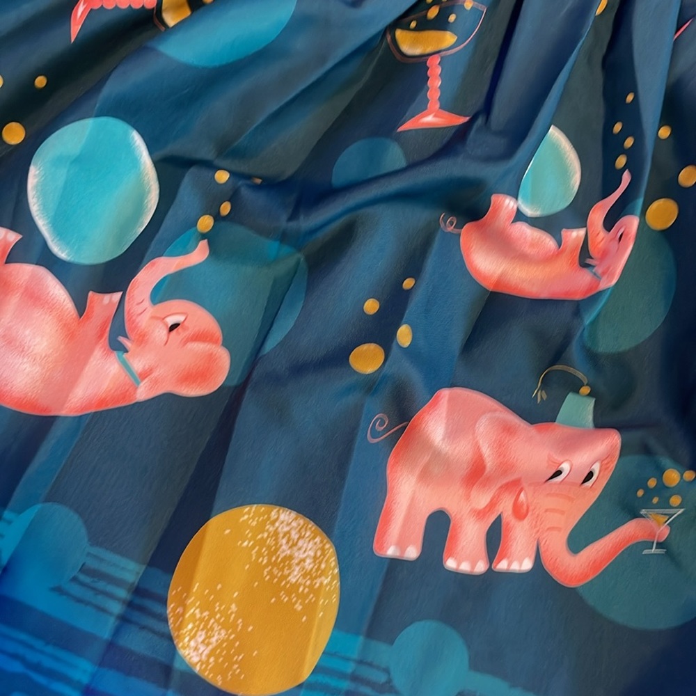 The Oblong Box Shop Tipsy Elephant Retro Full Vintage Print Skirt - Picture 5 of 7